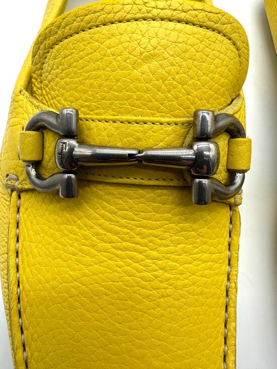 Salvatore Ferragamo Yellow Leather Driver Loafers‎ Shoes New  Sz 7 main image 14